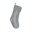 Détail de chaussette de Noël tricotée grise avec texture torsadée et boucle de suspension - Gris Torsades (C)