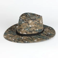 Detailansicht von Camouflage-Cowboyhut mit schwarzem Flechtseil und Metallbelüftungsösen - Verstellbar / Pixel-Dschungeltarnung (4)