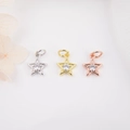 Pendentifs étoile avec zircon en or, argent et or rose pour la création de bijoux - Multicolore