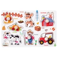 Wooden peg puzzle featuring farm animals and tractor for toddler early learning - Farm Mini Peg Puzzle