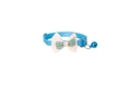 Detail of blue plaid bow pet collar with metal bell and adjustable buckle on white background - Sky Blue