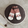 Thick coral fleece crew socks featuring a cute brown and white Corgi dog pattern - One Size / Coffee (Corgi)