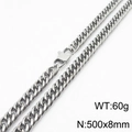 Collana a catena cubana in acciaio argento 500x8mm con chiusura a moschettone chic - 8mm*500mm Argento