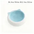 Ceramic cat-ear pet bowl with light blue interior glaze and white exterior - Light Blue