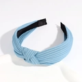 Light blue knotted knit headband with ribbed texture for women hair accessory - Sky Blue No.2