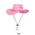 Pink western cowboy hat with felt texture and adjustable chin strap for women - One Size (54-58cm) / Pink