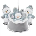 Personalized Christmas snowman family ornament with 3 snowmen and DIY banner - 3 Snowmen Family Style