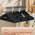 Thickened black non-slip seamless clothes hanger with heavy duty metal hook - Black (Thickened 55g)