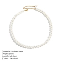Collana di perle 8mm con catena in acciaio inossidabile placcata oro 14k da donna - Oro 8MM-42+8CM