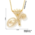 Exquisite gold-plated crown letter N necklace with sparkling cubic zirconia inlay - N Style (N00203J-G--N)