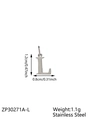 Polished silver stainless steel letter L pendant with dimensions and weight specs - Letter-L / Steel