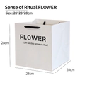 White square gift bag with window and black handles, size 28x28x28cm for flowers - Ritual FLOWER White 28*28*28