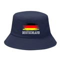 Navy blue sun bucket hat featuring a stylized German flag and Deutschland print design - M / 8# Brushstroke Flag + Deutschland - Navy Blue