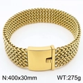 Bold gold plated wide flat chain necklace 30mm width with 275g heavy metal texture - 30mm Wide - Gold (KN286240-KJX)