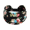 Böhmisches schwarzes breites Yoga-Stirnband mit buntem Blumenmuster für Damen - Oberteile / Schwarz Mehrfarbiges Blumenmuster (#172)