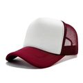Burgundy trucker hat with white sponge crown and breathable mesh back for sun protection - One Size(56-58cm) / Upgraded Burgundy