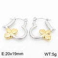 Pendientes de corazón en acero plateado con abejas doradas, tamaño 20x19mm - Oro y Plata