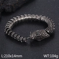 Bracciale vintage a scaglie di drago in acciaio con occhi verdi e finitura grigia - Stile Pesce (KB170308-MZOZ)