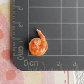 Miniatur-Garnele aus Harz, Detailansicht mit Größenangabe von 1,5 cm auf Skala - Garnelenfleisch