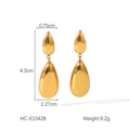 Detailed dimensions of gold teardrop earrings in polished stainless steel for women - Polished Bright Gold Teardrop (HC-E10428)