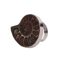 Vintage silver adjustable ring with natural spiral ammonite fossil gemstone inlay - Adjustable Open / Silver Natural Ammonite Fossil