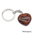Polished mahogany obsidian heart keychain with a durable silver stainless steel ring - Mahogany Obsidian