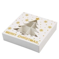 White Christmas gift box with gold snowflakes, 4-grid divider and tree-shaped window - Chocolate Box - Christmas Tree (4 Grids)