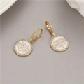 Elegant 14K gold plated tree of life drop earrings with micro paved zircon accents - H-8671 White Tree of Life