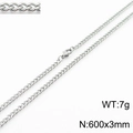 Minimalist silver Cuban chain necklace 3mm width 600mm length in 18K gold plated titanium - Steel 60cm*3mm