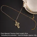 Titanium steel cross necklace with black zircon and gold finish for women fashion - Cross No.11 Gold (A998)