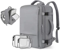 Grey versatile travel backpack set with two transparent PVC storage organizer bags - Gray