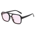 Retro square sunglasses with black double-bridge frame and light pink tinted lenses - Black Frame Light Pink Lens