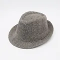 Classic fedora hat in dark grey and brown woven texture with a structured crown - M (56-58cm) / Marl Grey