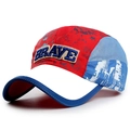 Kids' quick-dry baseball cap in red, white, and blue with Brave embroidery - White Brim with Red