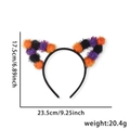 Halloween cat ear headband with colorful pom poms in orange, purple and black design - Plush Ball Cat Ears