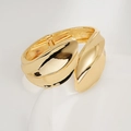 Minimalist wide gold petal bangle with mirror polished finish and hinged open design - Overlapping Leaf Polished Hinged Bangle (SL279) / Gold
