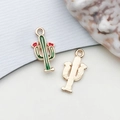 Pendentif cactus vert en alliage doré avec émail pour la création de bijoux DIY - Cactus (9913)