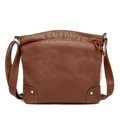 Sac bandoulière en cuir PU souple marron avec sangle réglable et plusieurs fermetures - Version Ouverture Unique Tissu Standard Marron