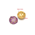 Gold-plated stainless steel purple enamel flower charms for necklace DIY jewelry making - Round Dotted / 24mm / Purple