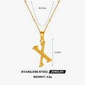 Gold stainless steel necklace with letter X pendant and twisted texture, 40+5cm chain - Letter X