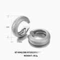 Silver stainless steel ear cuff with snake scale pattern and 3cm outer diameter - Steel Color Fish Scale Texture Ear Cuff