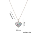 Polished titanium steel heart necklace with cubic zirconia and size 40cm plus 5cm pendant - Silver Colorful Rhinestone Heart Necklace