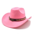 Pink faux suede cowboy hat featuring a brown leather band with a vintage metal bull logo - M (56-59cm) / Peach Pink Suede