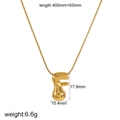 Detailed dimension guide for irregular 18k gold plated letter F stainless steel necklace - Letter F