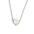 Polished silver heart pendant necklace with engraved letter Q on a minimalist chain - Letter Q Heart Style (S143S-001-Q)