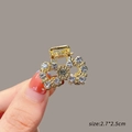 Mini gold bow hair claw clip with sparkling rhinestones, 2.7x2.5cm size hand-held view - 12# Rhinestone Hollow Bow