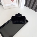 Minimalist square black faux fur hair claw clip for elegant women styling - Large Black (approx. 12cm)