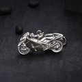 Polished silver metal motorcycle model keychain with realistic racing bike details - Motorcycle 5941 Silver