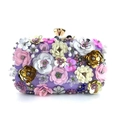 Exquisite purple evening clutch bag with 3D floral beadwork and golden gem clasp closure - Violet