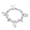 Bracciale multistrato in acciaio inossidabile argento con ciondoli a cuore e sfere - Color Acciaio